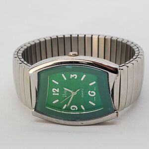 VIVANI Women's Watch Dark Green Dial Gray‎ Expandable Band 6" New Battery